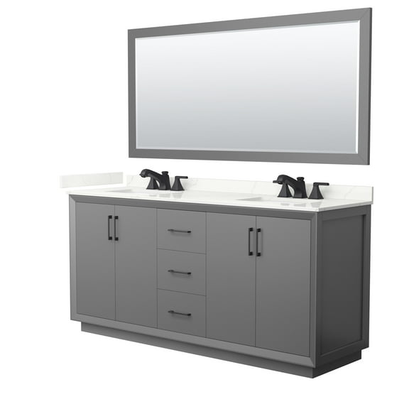 Wyndham Collection WCF414172DGBGTUS3M70 Strada 72" Free Standing Double Basin Vanity Set -
