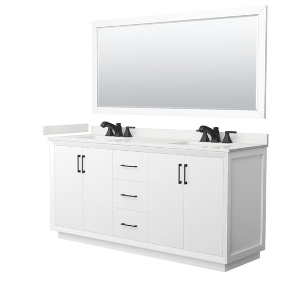 Wyndham Collection Wcf414172d-Qtz-Us3m70 Strada 72" Free Standing Double Basin Vanity Set