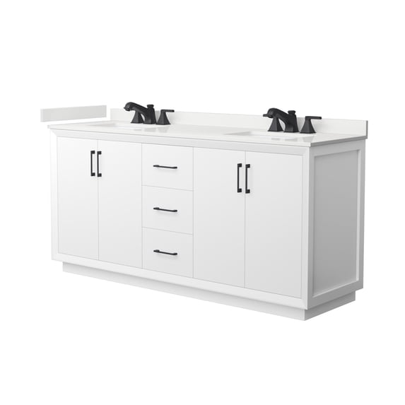 Wyndham Collection WCF414172DWBWQUS3MXX Strada 72" Free Standing Double Basin Vanity Set -