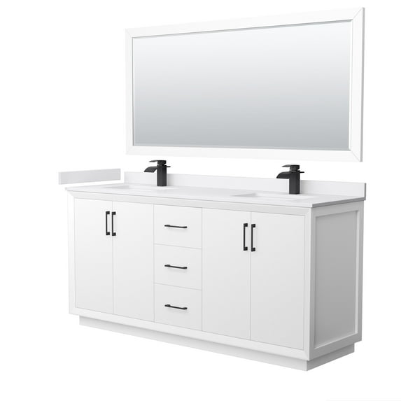 Wyndham Collection WCF414172DWBWCUNSM70 Strada 72" Free Standing Double Basin Vanity Set -