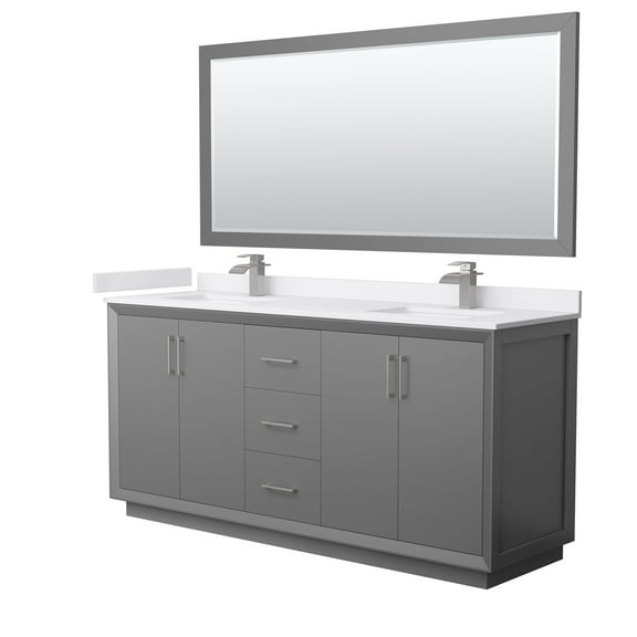 Wyndham Collection Wcf414172d-Vca-Unsm70 Strada 72" Free Standing Double Basin Vanity Set