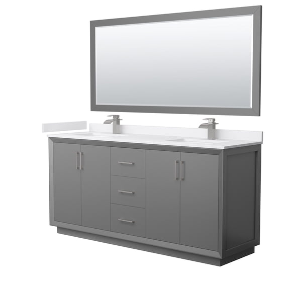 Wyndham Collection WCF414172DKGWCUNSM70 Strada 72" Free Standing Double Basin Vanity Set -