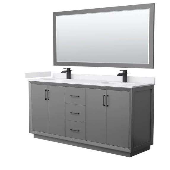 Wyndham Collection WCF414172DGBWCUNSM70 Strada 72" Free Standing Double Basin Vanity Set -