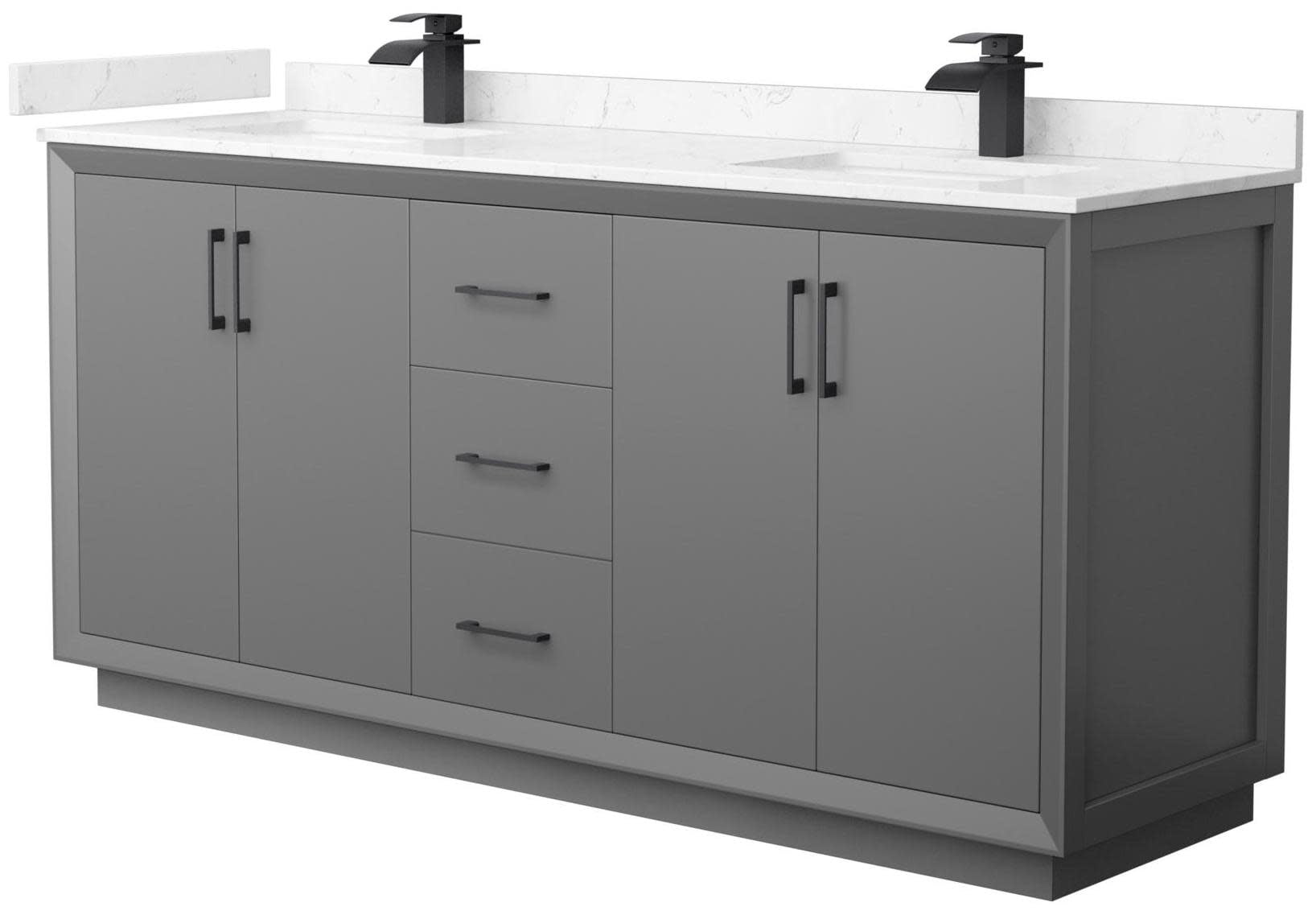 Strada 72'' Dark Gray Double Freestanding Vanity with Cultured Marble Top