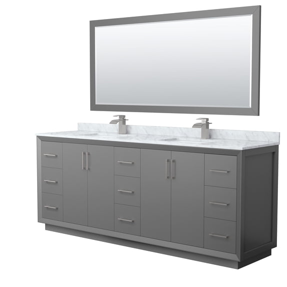 Wyndham Collection WCF414184DKGCMUNSM70 Strada 84" Free Standing Double Basin Vanity Set -
