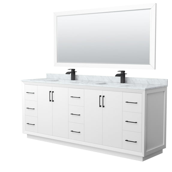 Wyndham Collection WCF414184DWBCMUNSM70 Strada 84" Free Standing Double Basin Vanity Set -