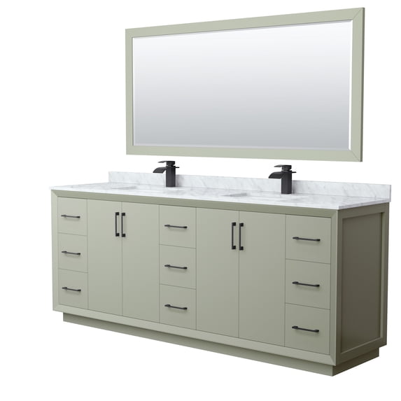 Wyndham Collection WCF414184DLBCMUNSM70 Strada 84" Free Standing Double Basin Vanity Set -