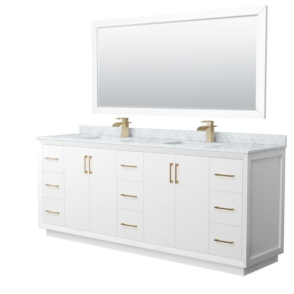 Wyndham Collection WCF414184DWZCMUNSM70 Strada 84" Free Standing Double Basin Vanity Set -