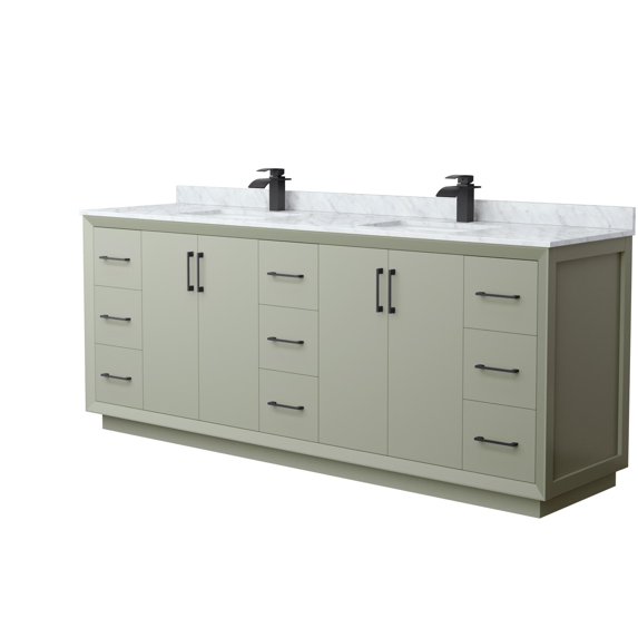 Wyndham Collection WCF414184DLBCMUNSMXX Strada 84" Free Standing Double Basin Vanity Set -