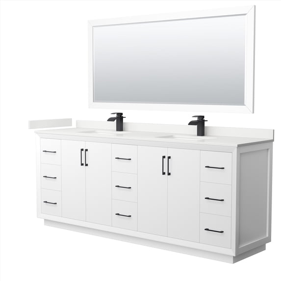 Wyndham Collection WCF414184DWBWQUNSM70 Strada 84" Free Standing Double Basin Vanity Set -