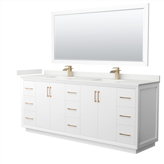 Wyndham Collection WCF414184DWZWQUNSM70 Strada 84" Free Standing Double Basin Vanity Set -