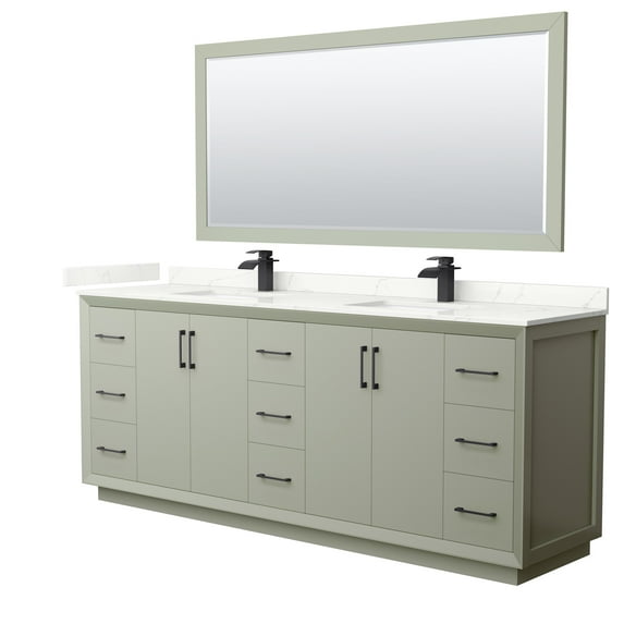 Wyndham Collection Wcf414184d-Qtz-Unsm70 Strada 84" Free Standing Double Basin Vanity Set