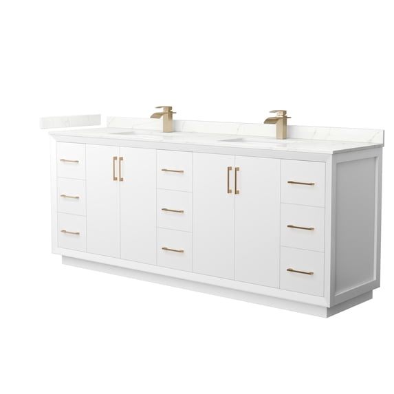 Wyndham Collection WCF414184DWZGTUNSMXX Strada 84" Free Standing Double Basin Vanity Set -