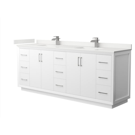 Wyndham Collection Wcf414184d-Qtz-Unsmxx Strada 84" Free Standing Double Basin Vanity Set