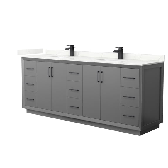 Wyndham Collection Wcf414184d-Qtz-Unsmxx Strada 84" Free Standing Double Basin Vanity Set