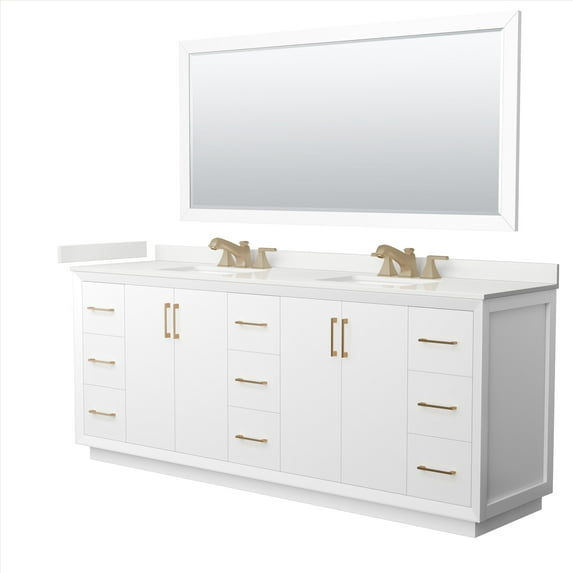 Wyndham Collection WCF414184DWZWQUS3M70 Strada 84" Free Standing Double Basin Vanity Set -