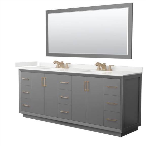 Wyndham Collection Wcf414184d-Qtz-Us3m70 Strada 84" Free Standing Double Basin Vanity Set