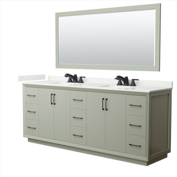 Wyndham Collection Wcf414184d-Qtz-Us3m70 Strada 84" Free Standing Double Basin Vanity Set