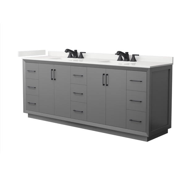 Wyndham Collection WCF414184DGBWQUS3MXX Strada 84" Free Standing Double Basin Vanity Set -