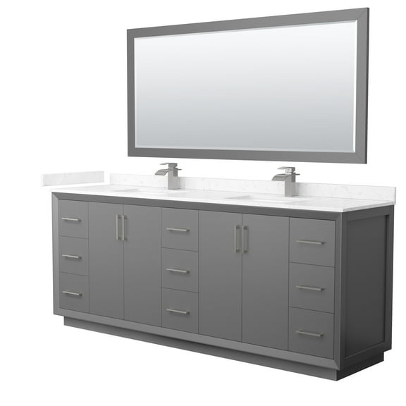 Wyndham Collection Wcf414184d-Vca-Unsm70 Strada 84" Free Standing Double Basin Vanity Set