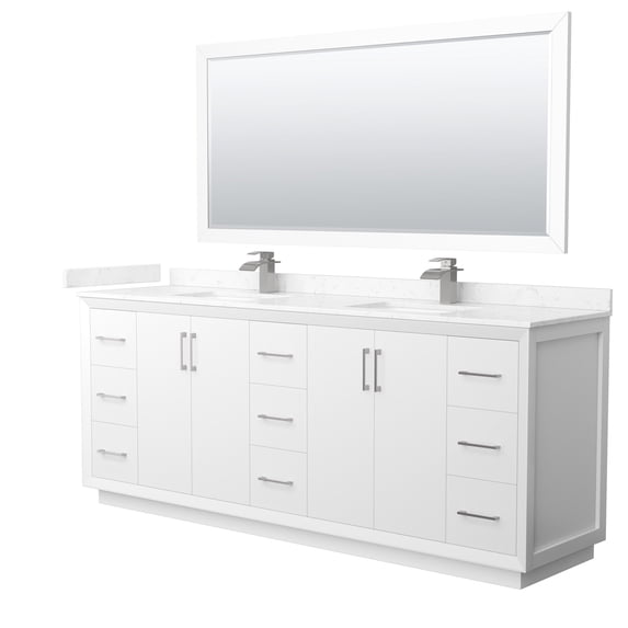 Wyndham Collection WCF414184DWHC2UNSM70 Strada 84" Free Standing Double Basin Vanity Set -
