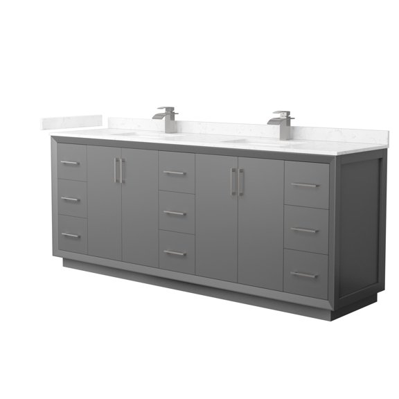 Wyndham Collection WCF414184DKGC2UNSMXX Strada 84" Free Standing Double Basin Vanity Set -