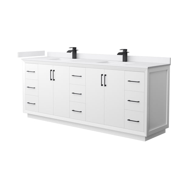 Wyndham Collection WCF414184DWBWCUNSMXX Strada 84" Free Standing Double Basin Vanity Set -