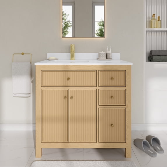 Wyndham Collection Wcf9292-36S-Qtz-Unsmxx Pendry 36" Free Standing Single Basin Vanity Set