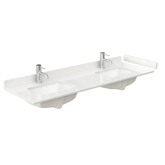 Wyndham Collection Wcfqc166dtopuns-Q 66" Quartz Vanity Top - White