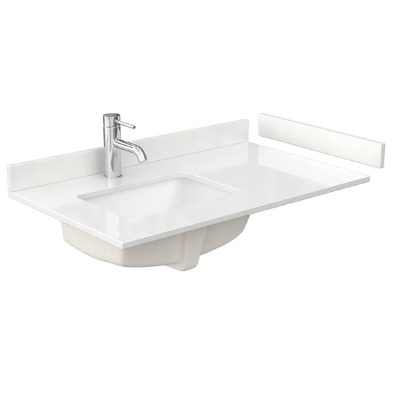Wyndham Collection Wcfqcb36stopuns-Q 36" Quartz Vanity Top - White