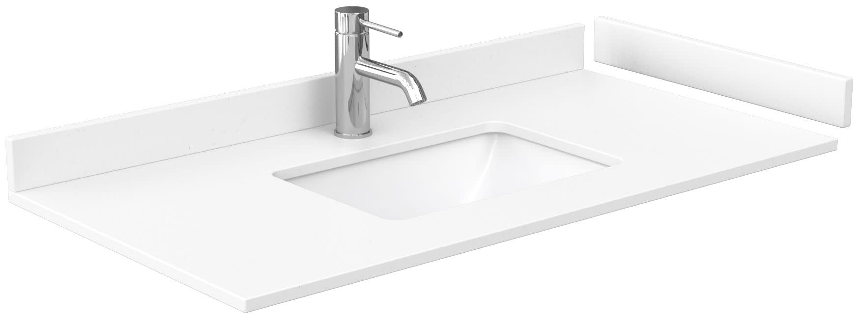 White Cultured Marble 42" Single Basin Vanity Top with Undermount Sink