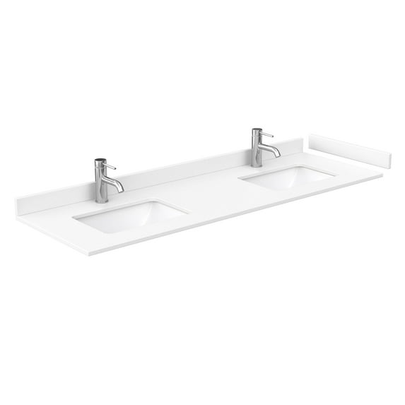 Wyndham Collection Wcfvca166dtopuns 66" Double Vanity Top - White Cultured Marble