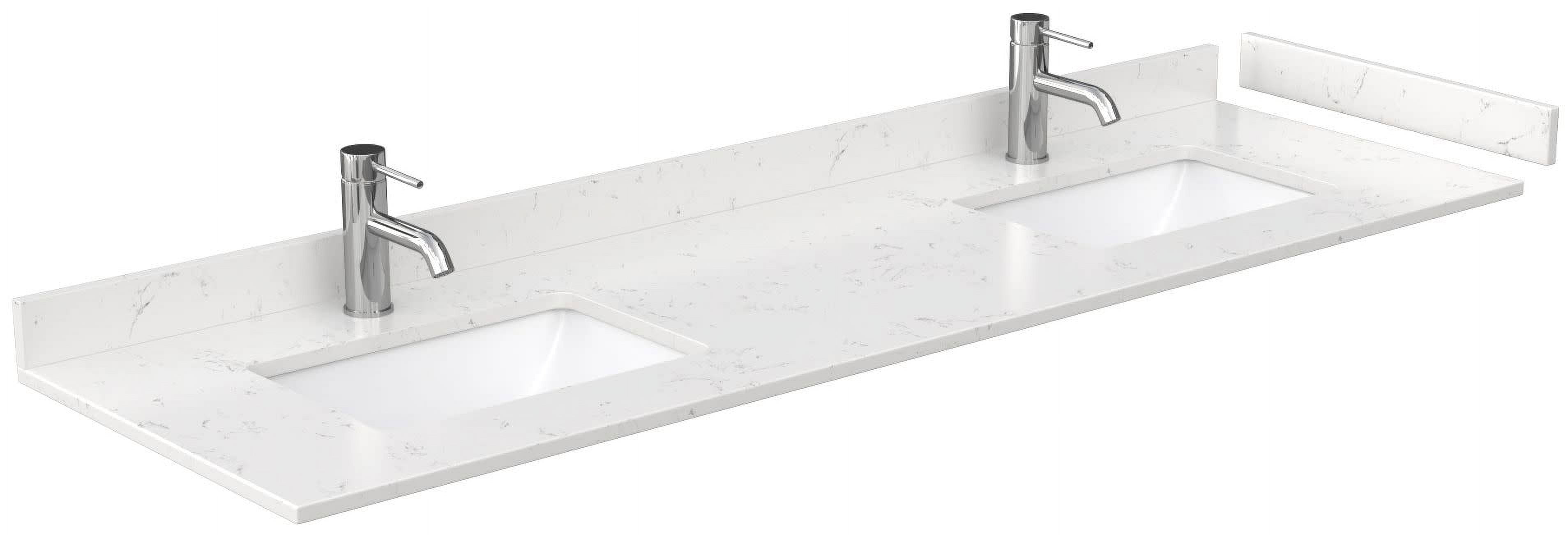 72" Light-Vein White Cultured Marble Double Vanity Top with Sink