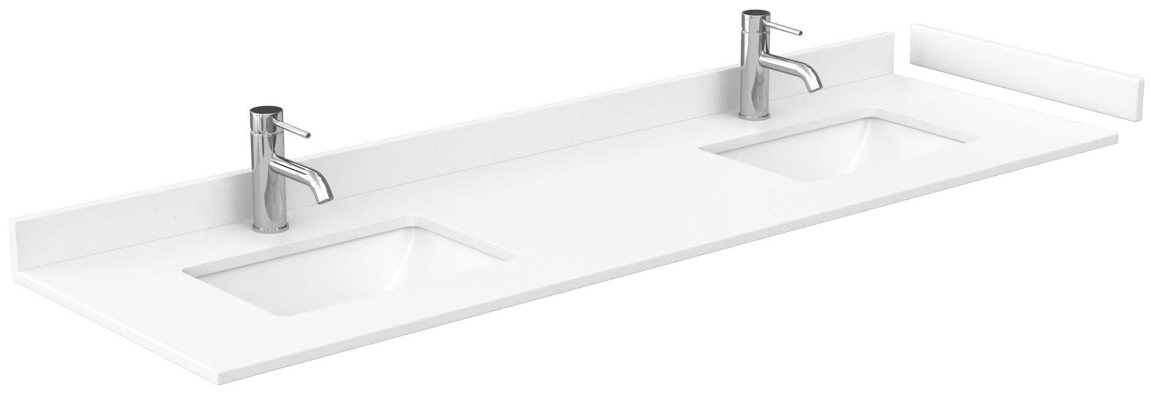 72" White Cultured Marble Double Bathroom Vanity Top with Sinks