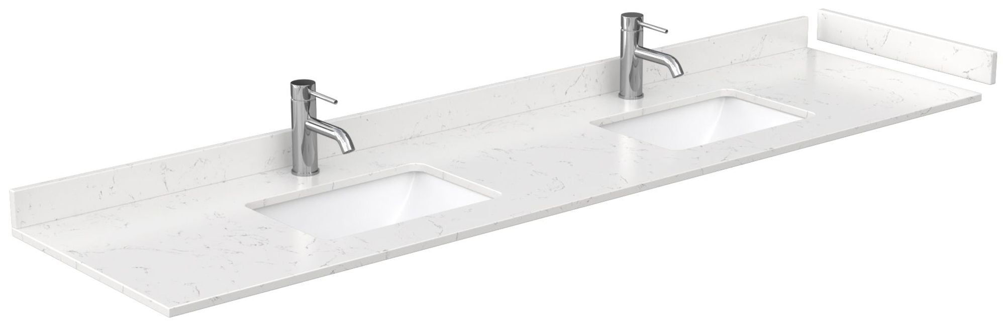 Light-Vein White Cultured Marble Double Basin Vanity Top with Undermount Sinks