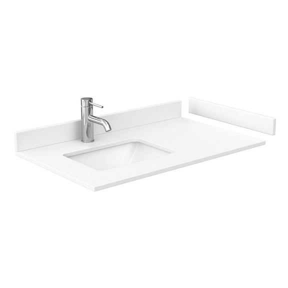 Wyndham Collection Wcfvcb136stopuns-Left 36" Cultured Marble Vanity Top - White Cultured