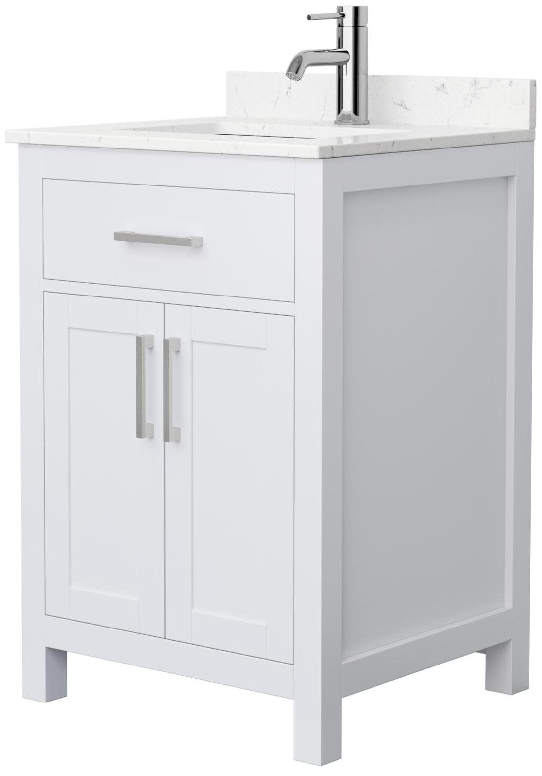 Beckett 24" White Freestanding Single Bathroom Vanity with Carrara Marble Top