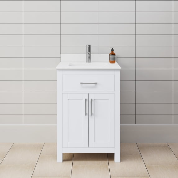 Wyndham Collection WCG242424SWHWCUNSMXX Beckett 24" Free Standing Single Basin Vanity Set