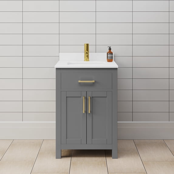 Wyndham Collection WCG242424SGGWCUNSMXX Beckett 24" Free Standing Single Basin Vanity Set