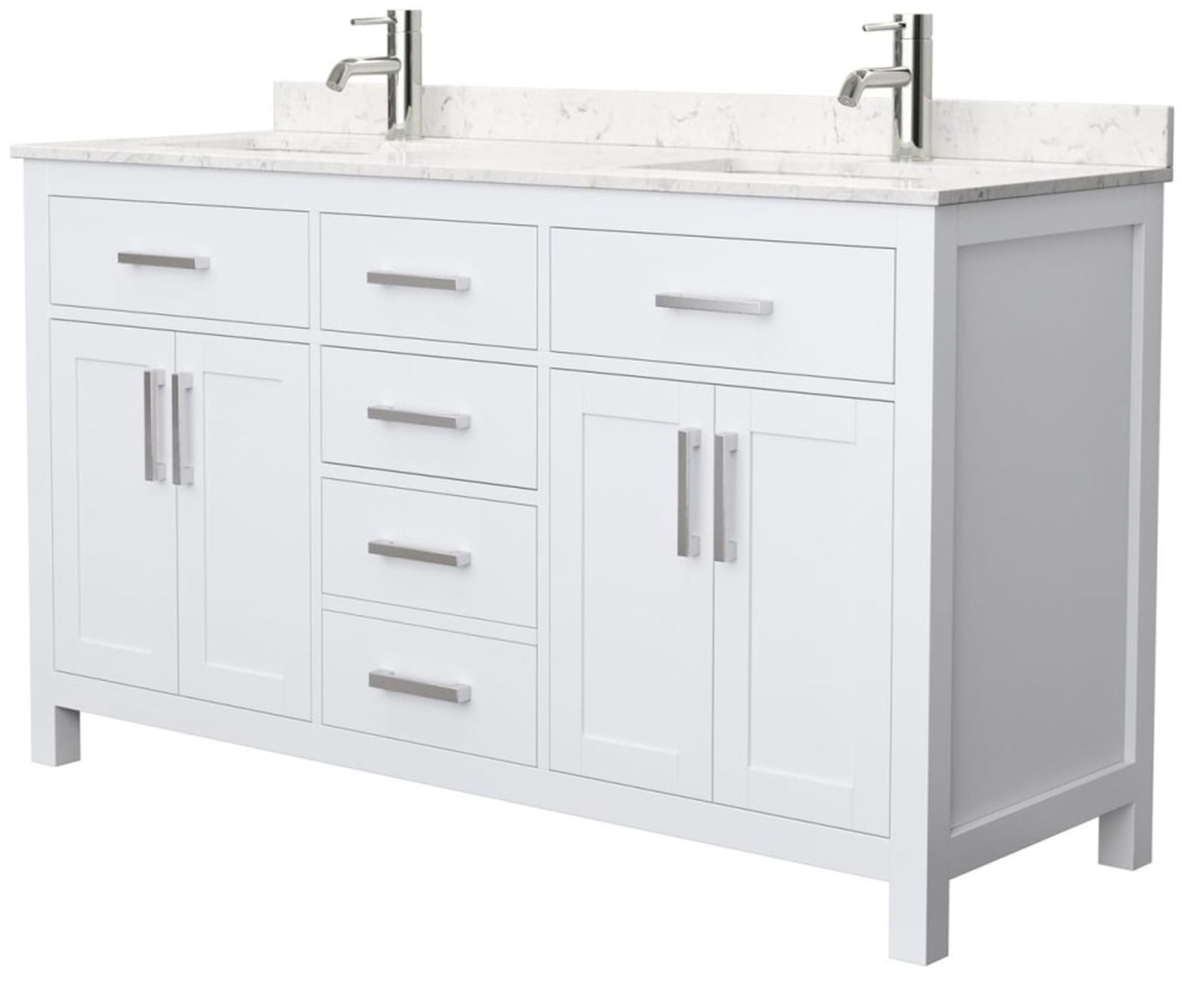 Beckett 60" White Double Bathroom Vanity with Marble Top