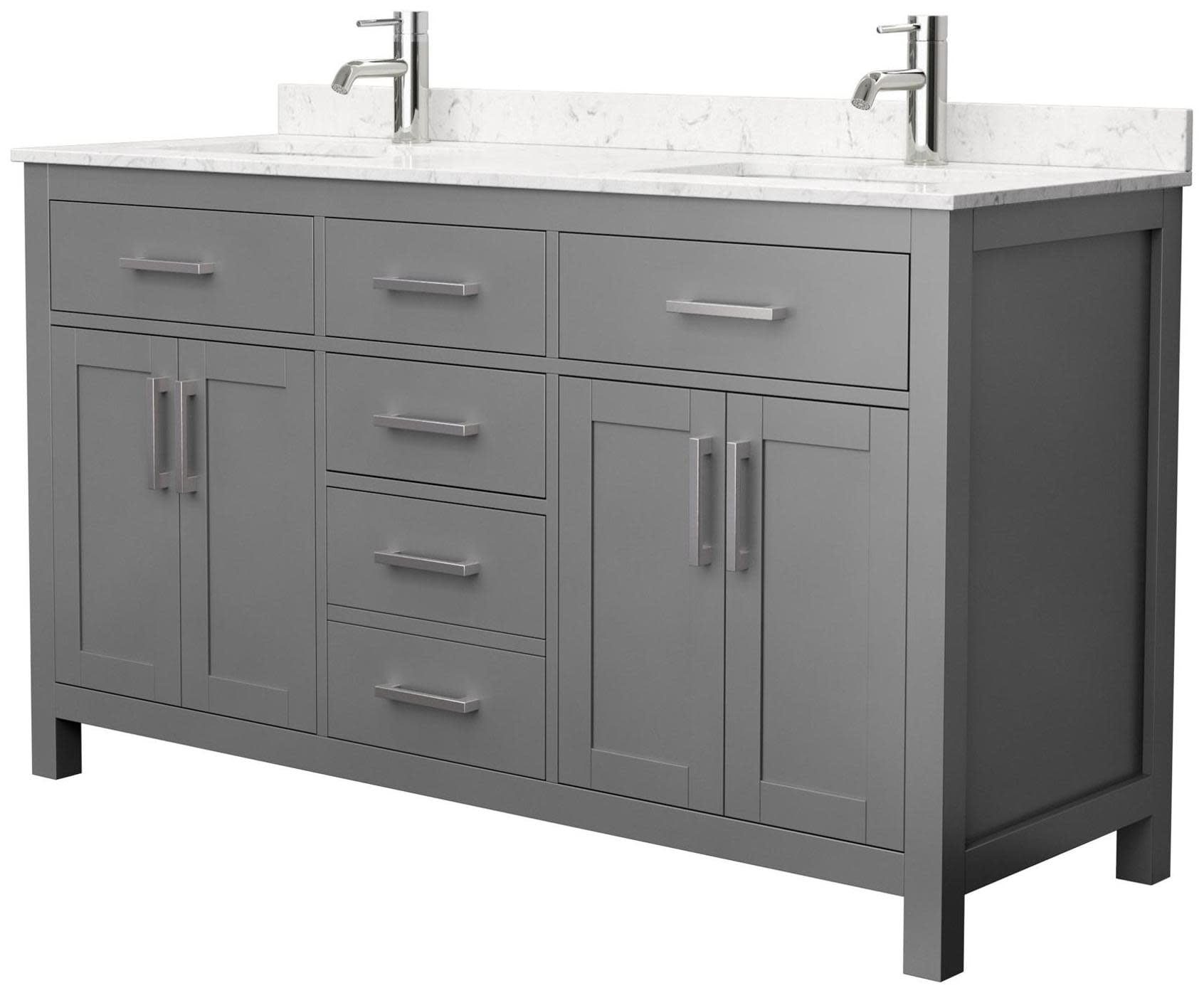 Beckett 60" Dark Gray Double Bathroom Vanity with Cultured Marble Top