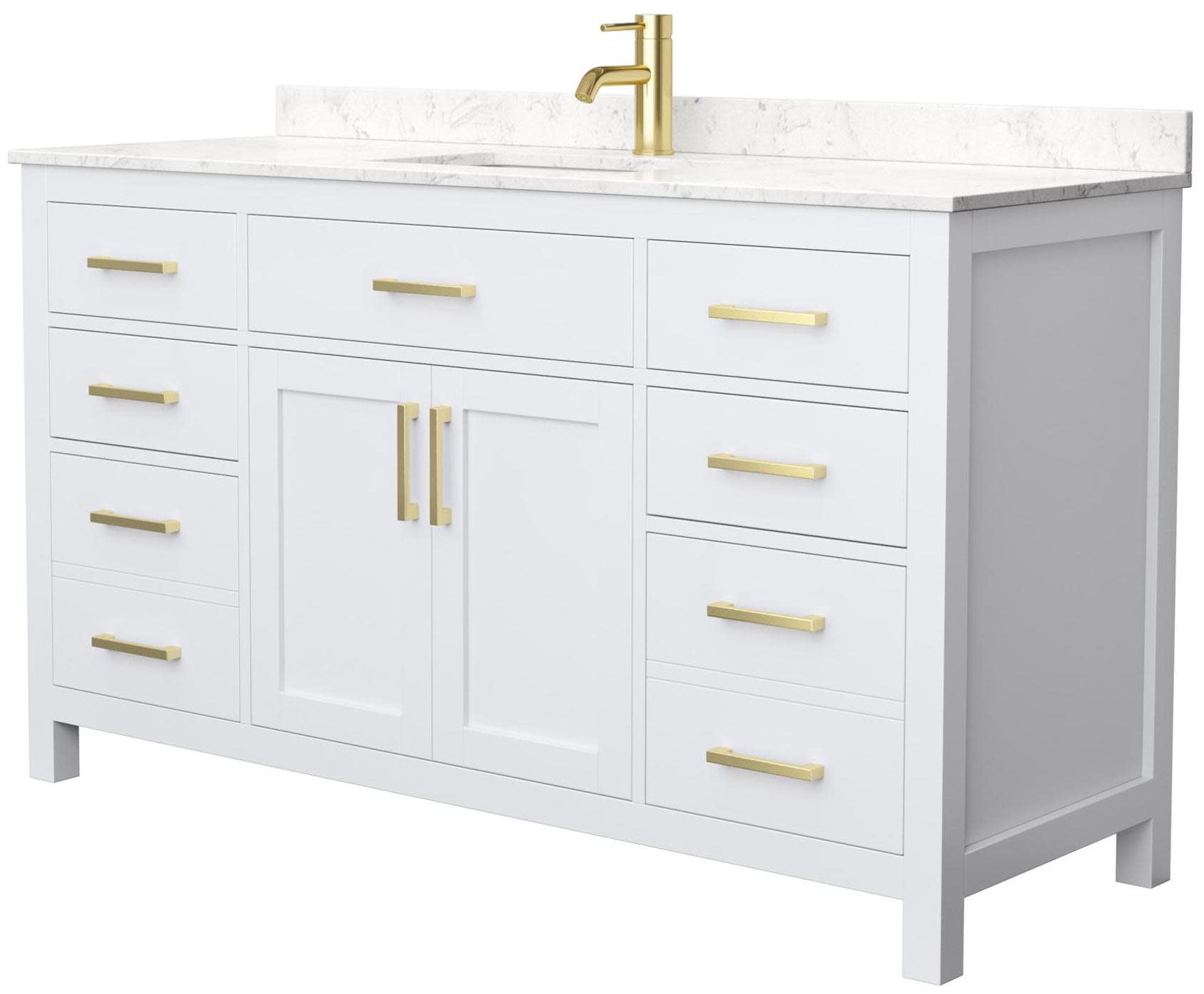 Beckett 60" White Freestanding Single Bathroom Vanity with Brushed Gold Accents