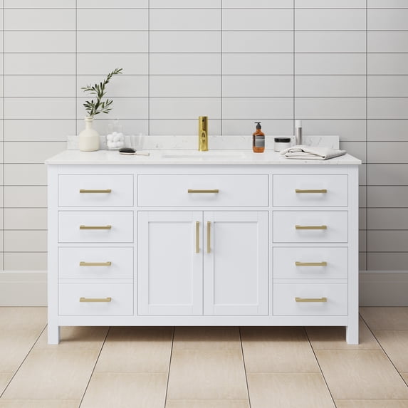 Wyndham Collection WCG242460SWGCCUNSMXX Beckett 60" Free Standing Single Basin Vanity Set