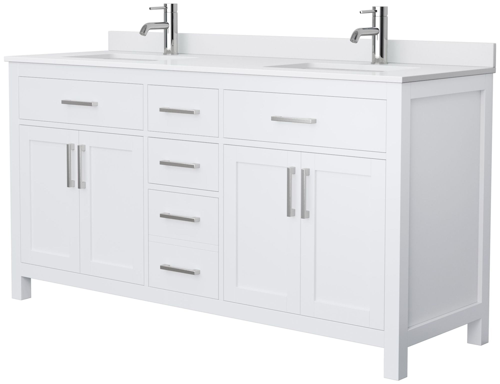Beckett Freestanding 66'' White Double Vanity with Cultured Marble Top