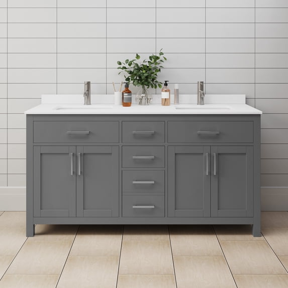 Wyndham Collection WCG242466DKGWCUNSMXX Beckett 66" Free Standing Double Basin Vanity Set