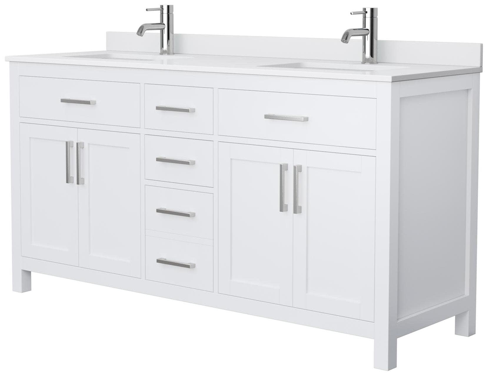 Beckett Freestanding 66'' White Double Vanity with Cultured Marble Top