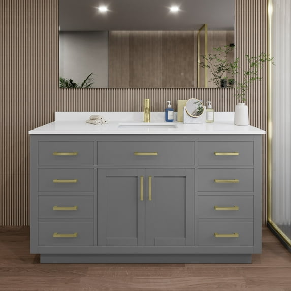 Wyndham Collection Wcg262660s-Qtz-Unsmxx Beckett Tk 60" Free Standing Single Basin Vanity