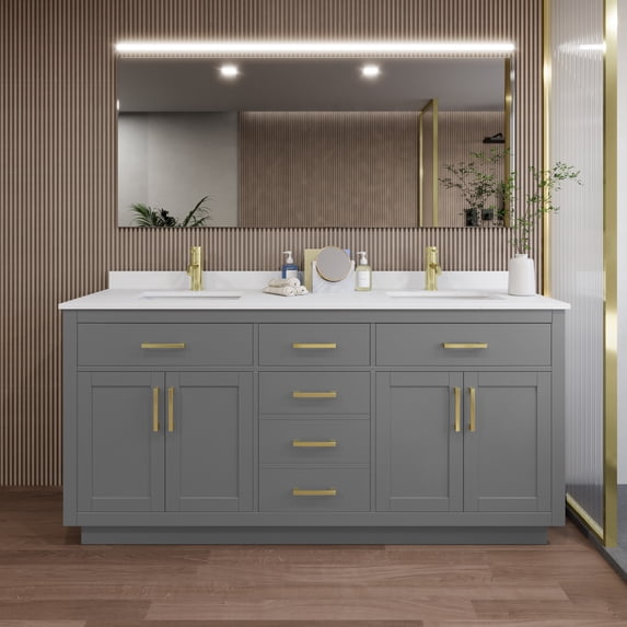 Wyndham Collection WCG262672DGGWCUNSMXX Beckett Tk 72" Free Standing Double Basin Vanity