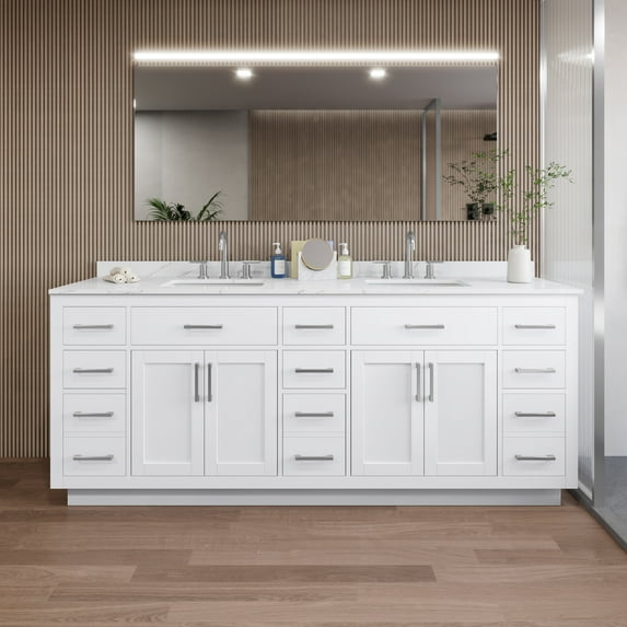 Wyndham Collection Wcg262684d-Qtz-Us3mxx Beckett Tk 84" Free Standing Double Basin Vanity