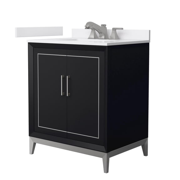 Wyndham Collection WCH515130SBKWCUS3MXX Marlena 30" Free Standing Single Basin Vanity Set